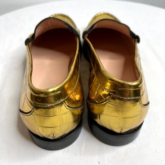 J.Crew $268 Winona Penny Loafers Croc Inspired Metallic Leather Size 9.5 BV736 - Picture 4 of 11